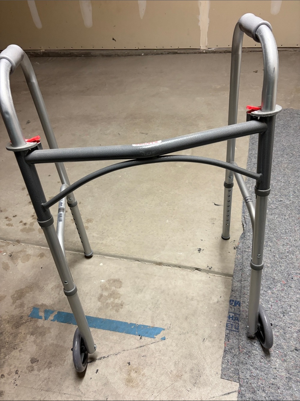Gray Two-Wheel Aluminum Folding Walker